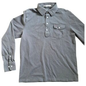 CRICQUET Men's Long Sleeve Polo Rugby Gray 100% Organic Cotton Size L dadcore
